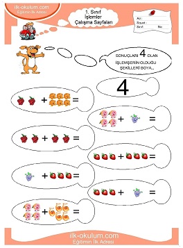 Çocuklar İçin toplam işlemi yaprak testleri 